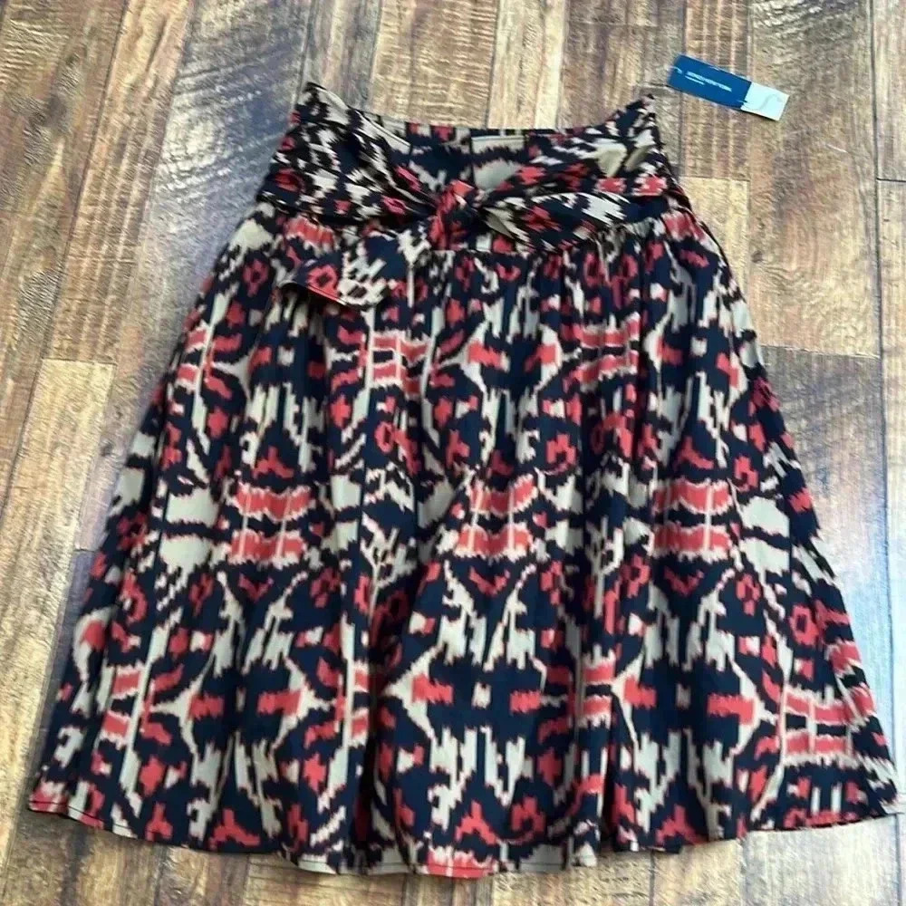 NWT Jones New York  Printed Skirt With Tie Sash 4
